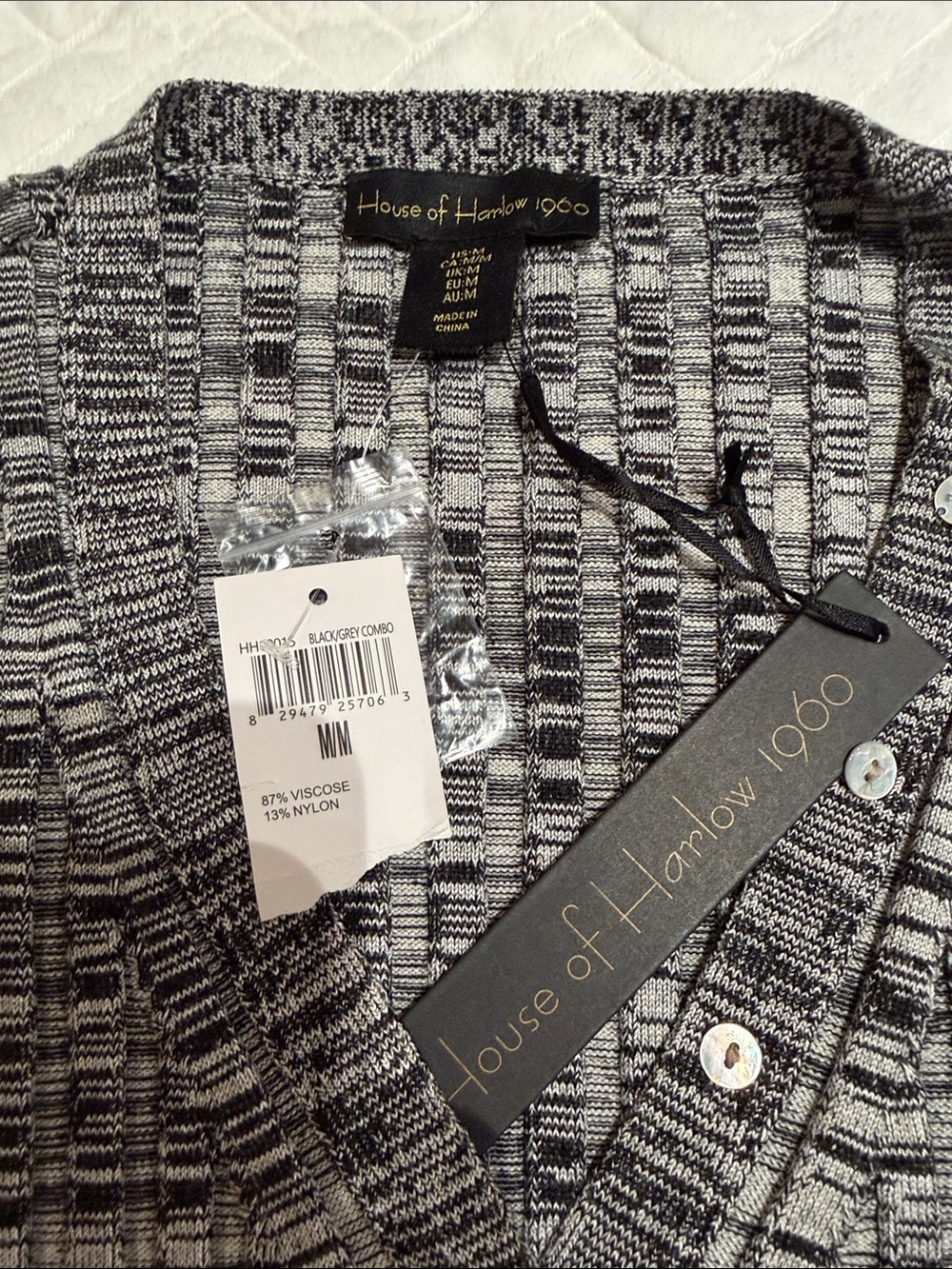 House of Harlow 1960 Black & Gray Marled Women’s Sweater NWT